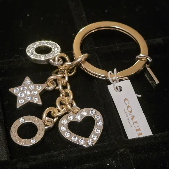 ⭐️Coach Star, Heart, & Circles Rhinestone Key Ring/Keychain/Bag Charm - Picture 3 of 8